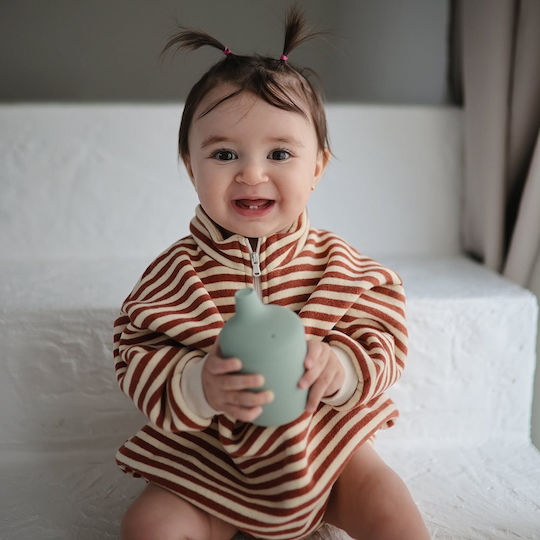 Mushie Baby Cup with Handles and Straw Simple made of Silicone Beige 175ml for 6m+m+