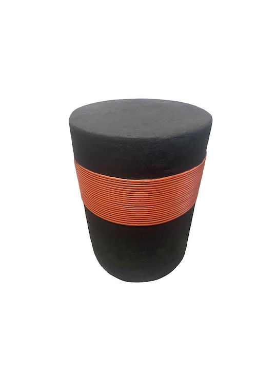 Round Side Table Belt Wooden Black 38.5x38.5x52 cm