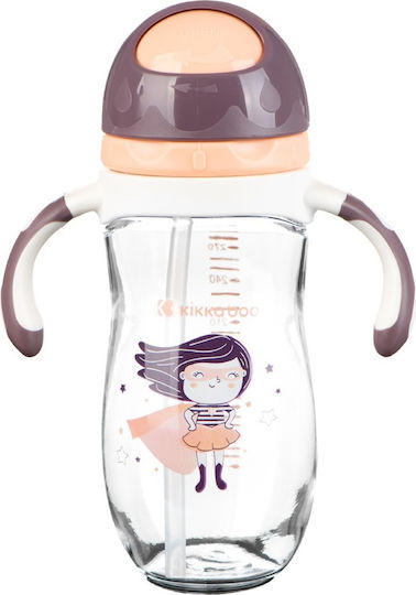 Kikka Boo Baby Cup with Handles and Straw Tritan Sippy made of Plastic Pink 300ml for 12m+m+
