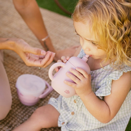 Interbaby Baby Cup with Handles and Straw made of Silicone Pink 175ml for 6m+m+ SI007-66