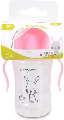 Cangaroo Căniță pentru copii cu Mânere și Pai din Plastic Roz 300ml pentru 6m+m+