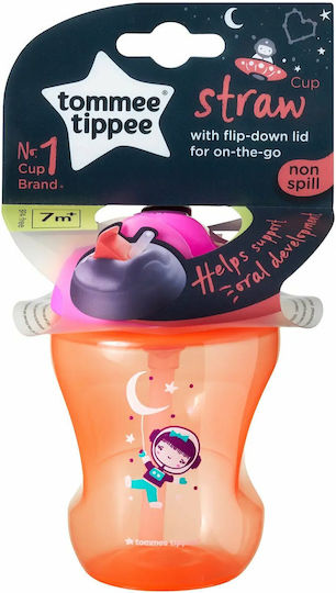 Tommee Tippee Baby Cup with Handles and Straw made of Plastic Orange 230ml for 7m+m+