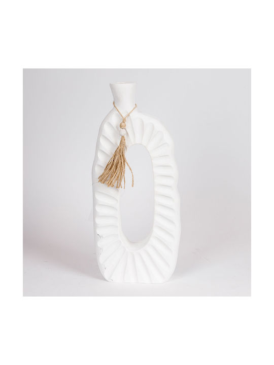 Vază Decorativă Lemn Alb 17x6x39cm 1buc