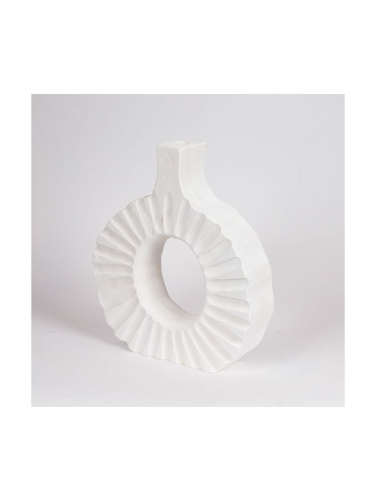 Vază Decorativă Lemn Alb 27x6x30cm 1buc
