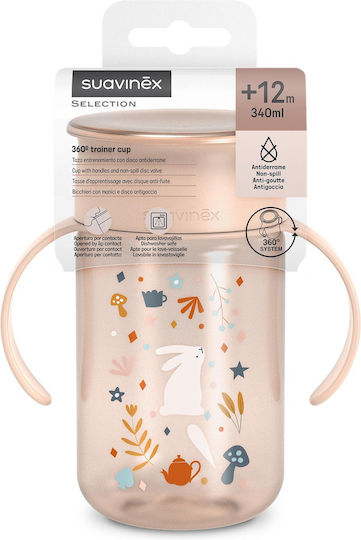 Suavinex Educational Sippy Cup Plastic with Handles Pink for 12m+m+ 340ml