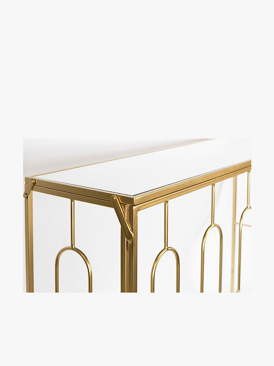 Estheti Home Σετ 2 Τεμ Κονσόλα Μεταλλική Χρυσή Γυάλινη Επιφάνεια 107x35x79.5cm.102x29.5x71cm 750-27014