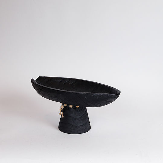 Decorative Platter Wood Black 41x20x18cm
