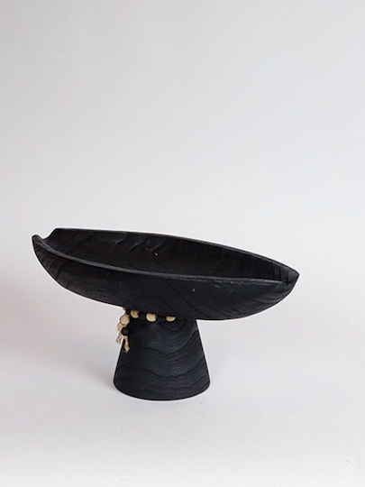 Decorative Platter Wood Black 41x20x18cm