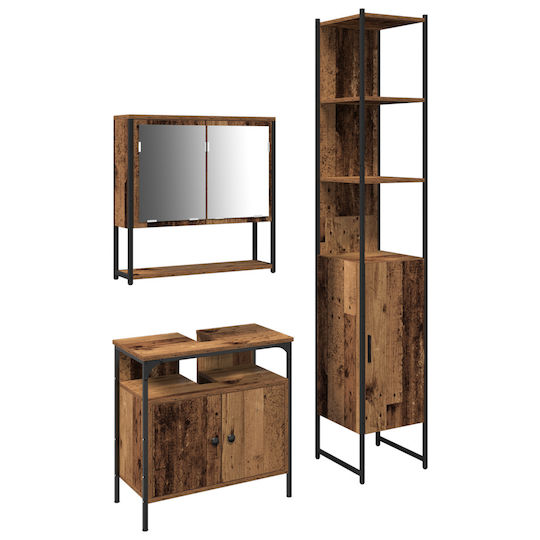 vidaXL Countertop with Sink, Mirror & Column Old Wood vidaXL Countertop with Sink, Mirror & Column Old Wood