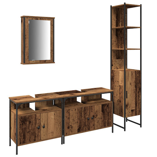 vidaXL Countertop with Sink, Mirror & Column Old Wood vidaXL Countertop with Sink, Mirror & Column Old Wood