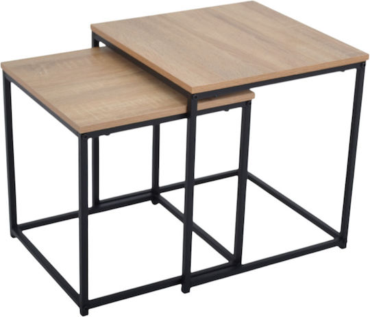 Square Set of Metal Black Zigon 2 Pieces W45xL45xH45cm