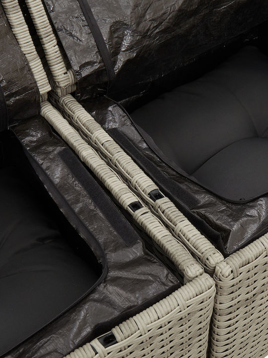 Zweisitziges Sofa Außenbereich Rattan mit Kissen 55x55x37cm