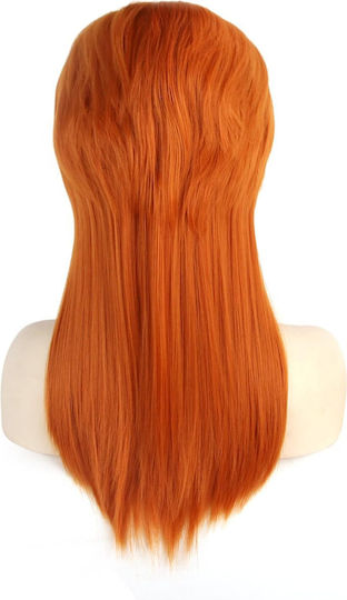 Women's Vintage Retro Style Straight Red Wig Bangs Circumference 50 Cm