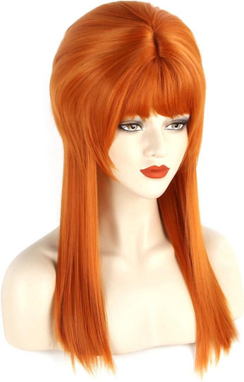 Women's Vintage Retro Style Straight Red Wig Bangs Circumference 50 Cm