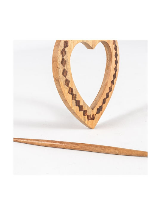 Wooden Curtain Tie-Back Heart Shape Brown