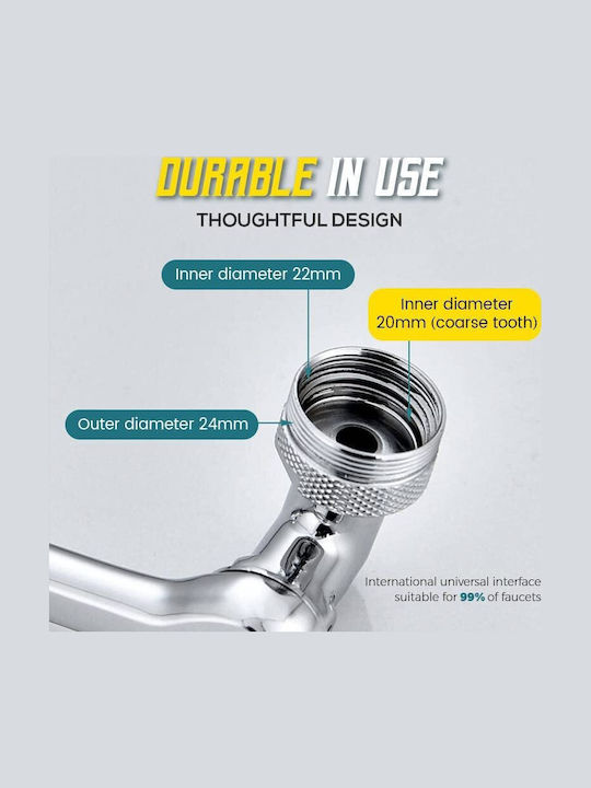 360° Triple Rotating Arm Faucet Extension 2 Pressure Modes Jet & Foam Easy Sink Cleaning Face & Hair Washing