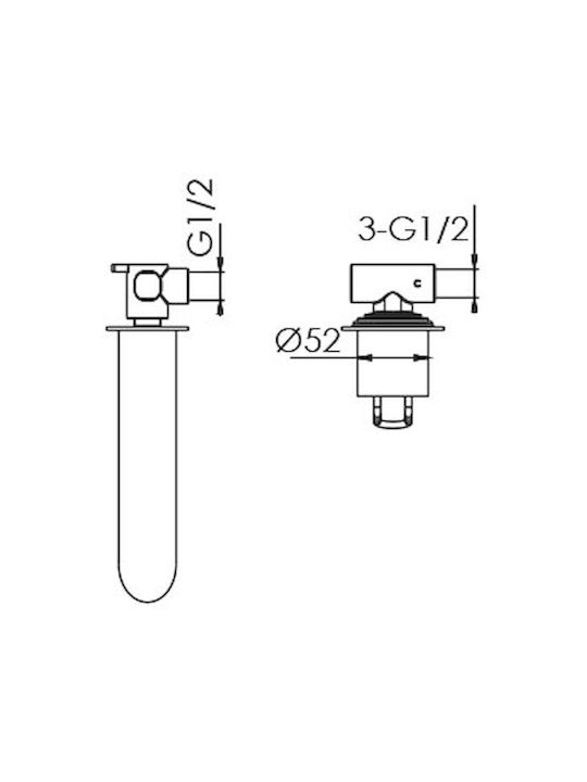 Excel Mona Built-in Set for Bathroom Sink Rose Gold Mixer 2 Exits