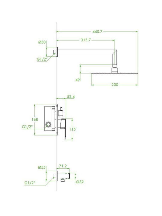 Built-In Bathroom Faucet Laveo Calla Bac 001p