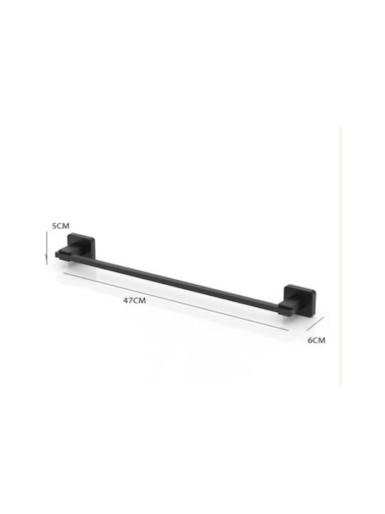 Tekno-tel Bathroom Towel Rail Hanger 47x6x5cm Aluminum Wall-Mounted Screws Matte Black
