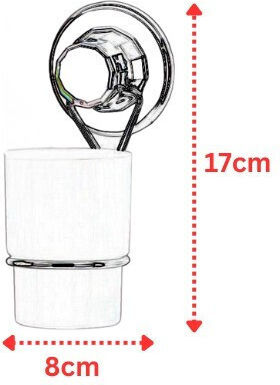 Tekno-tel Θήκη Οδοντόβουρτσας Τοίχου 8x11x17cm Αντοχή 12kg Επιχρωμιωμένο Ατσάλι Πλαστική Θήκη Βεντούζα Extra Strong