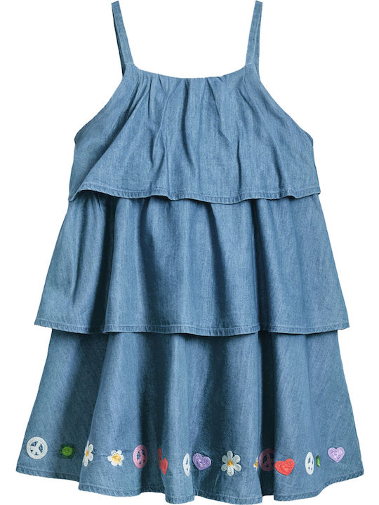 Happy Rochie Fete Fără Mâneci Denim Set Cu Accesorii Jeans