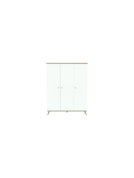 Three Door Wardrobe White 176x136.5x176cm