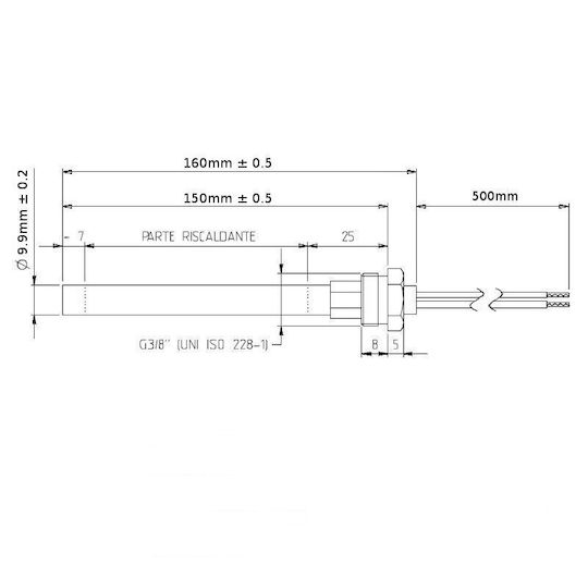 Отоплителна Устойчивост за Пелетна Печка Deville Lincar Lms Ungaro Vibrok Дължина 160mm 280w