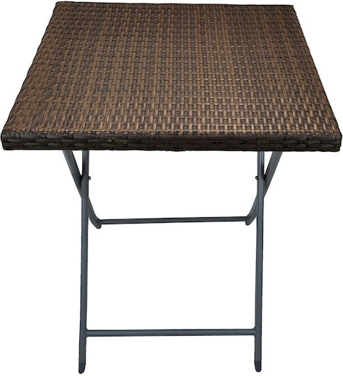 Zusammenklappbarer Quadratischer Rattan Geflochtener Braune Graue Metallrahmen Garten- und Terrassentische 60x60x72cm