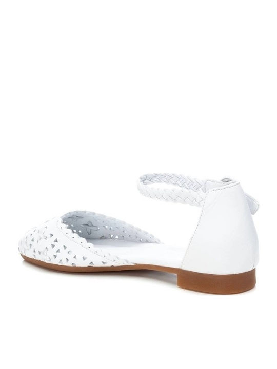 Lederne Damen Ballerinas in Weiß Farbe
