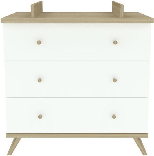 Baby Kommode mit 3 Schubladen Weiß 70x90x96cm