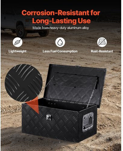 Vevor 20"x12"x9.5" Heavy Duty Aluminum Truck Bed Tool Box Pickup Rv Black