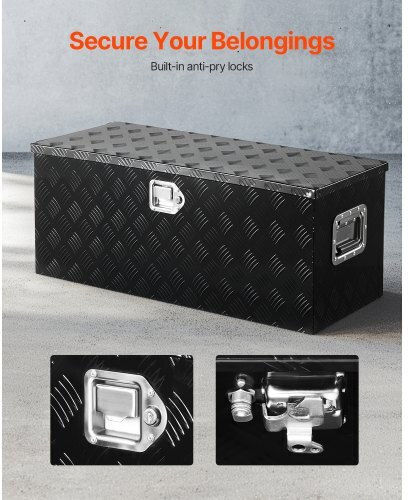 Vevor 35.4"x14.6"x14.6" Heavy Duty Aluminum Truck Bed Tool Box Pickup Black