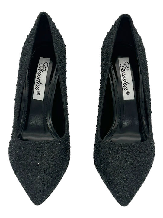 Synthetic Leather Pointed Toe Black High Heels