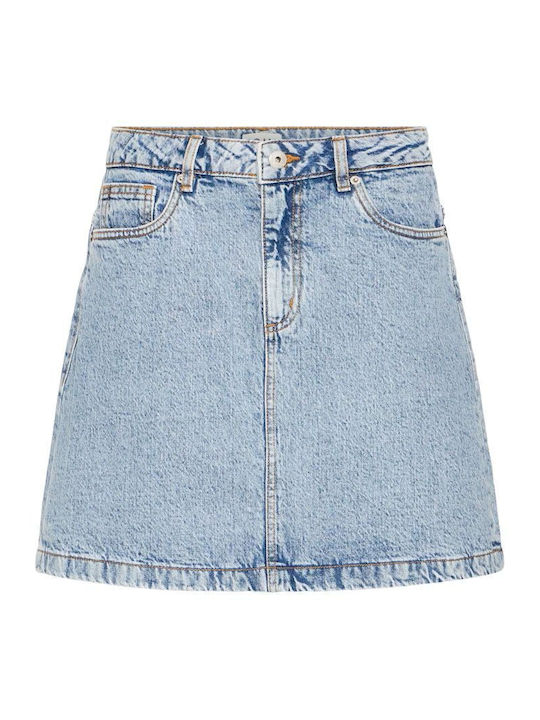Denim Skirt Washed Light Blue