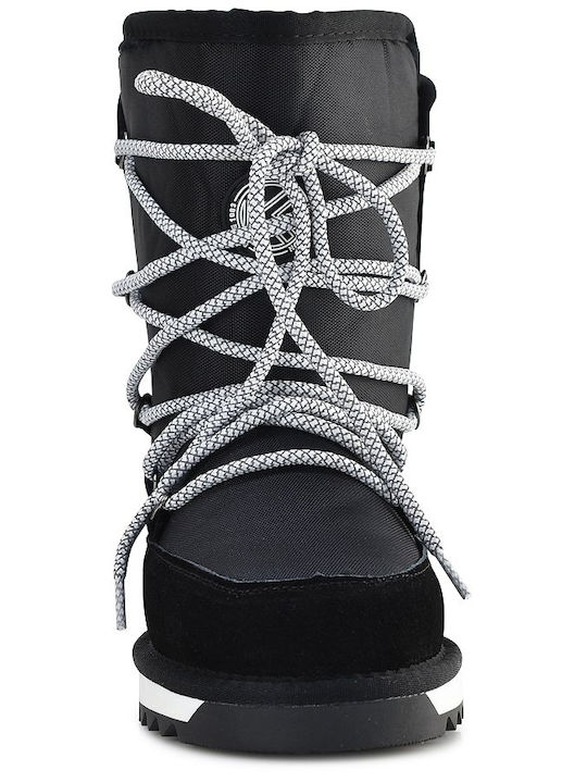 Suede Women's Ankle Boots Platform & Fur Black