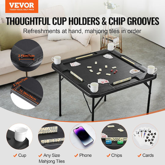 Vevor Table for Camping Foldable 35.4x35.4cm Black