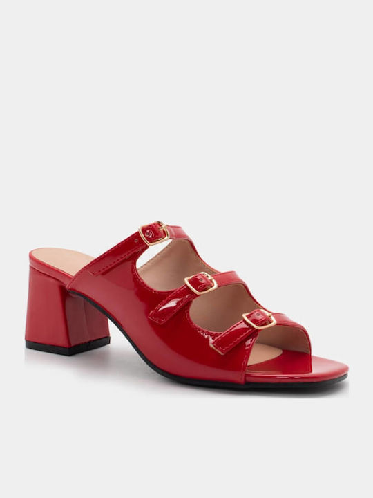 Mules with Heel in Red Color