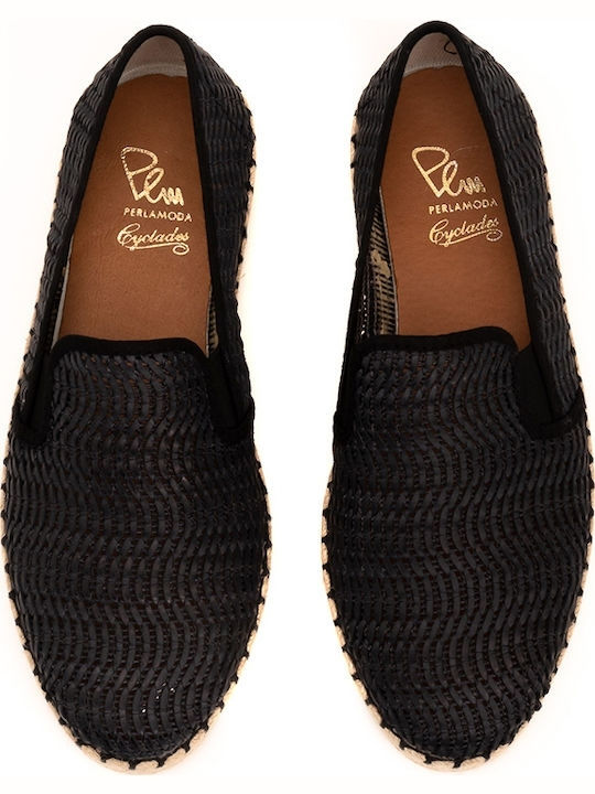 Din piele Espadrile pentru bărbați în culoarea Negru