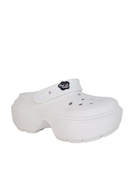 koniaris Women's Leather Anatomic Clogs White