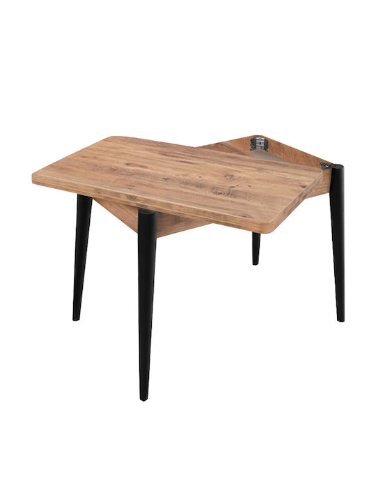 Dolunay Extendable Wooden Kitchen Table with Polypropylene Frame Atlantic Pine - Black 100(+20)x60x79.5cm
