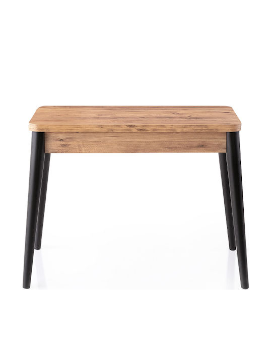 Dolunay Extendable Wooden Kitchen Table with Polypropylene Frame Atlantic Pine - Black 100(+20)x60x79.5cm