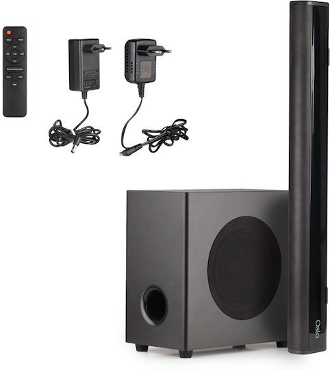 Osio OSBT-9060 Soundbar 2.0 Bluetooth και HDMI 15W με Ασύρματο Subwoofer και Τηλεχειριστήριο Μαύρο