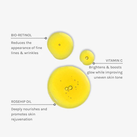 Evolve Beauty Bio-retinol + C Serum Booster Pentru Față cu Bakuchiol și Vitamina C pentru Strălucire 15ml
