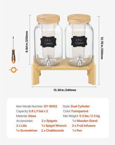 Vevor Διπλός Διανεμητής Κρύων Ροφημάτων 2x3.8lt 2τμχ