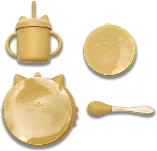Lorelli Feeding Set made of Silicone with Non-Slip Base Yellow 4pcs