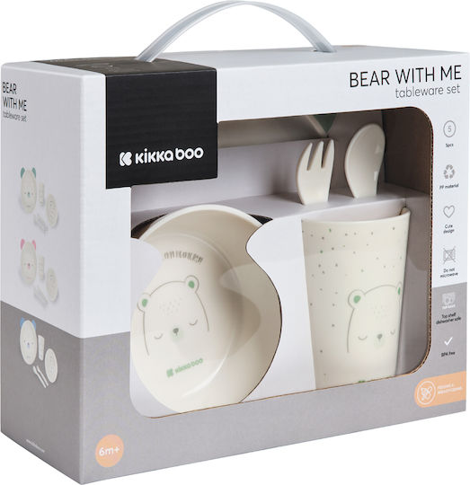 Kikka Boo Feeding Set Bear With Me made of Plastic Green 5pcs for 6+ months