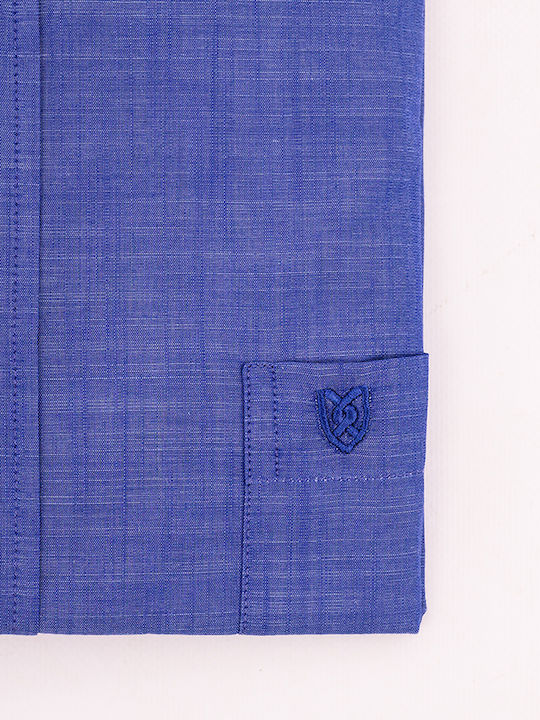 Short-sleeved Cotton Shirt Blue