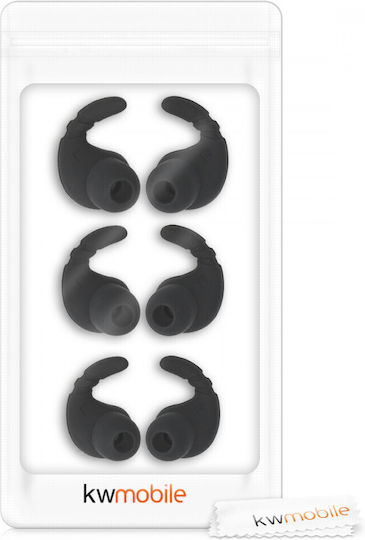 Set 6 Headphone Covers Kwmobile Black Silicone 49432.01