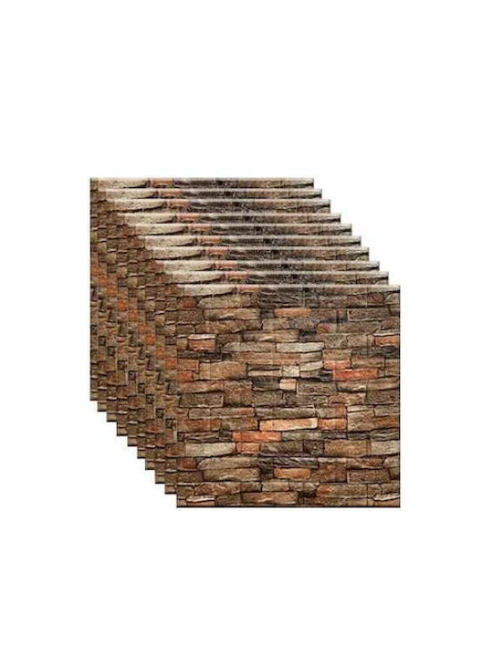 Set 5 Self-adhesive Wallpapers Foxmag24 3d Brick Waterproof 70 Cm X 77 Cm Brown