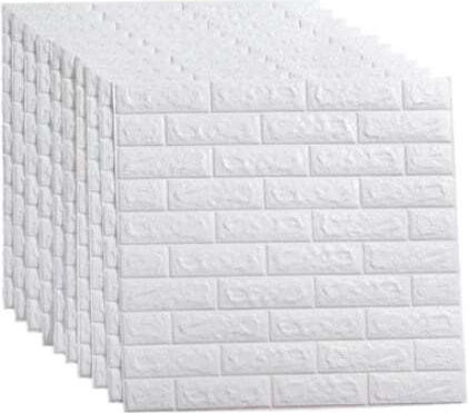 Set 10 X 3d Self-adhesive Wallpaper Foxmag24 77x70 Cm Embossed Brick Pattern White Water-resistant Easy To Clean Set 10 X 3d Self-adhesive Wallpaper Foxmag24 77x70 Cm Embossed Brick Pattern White Water-resistant Easy To Clean